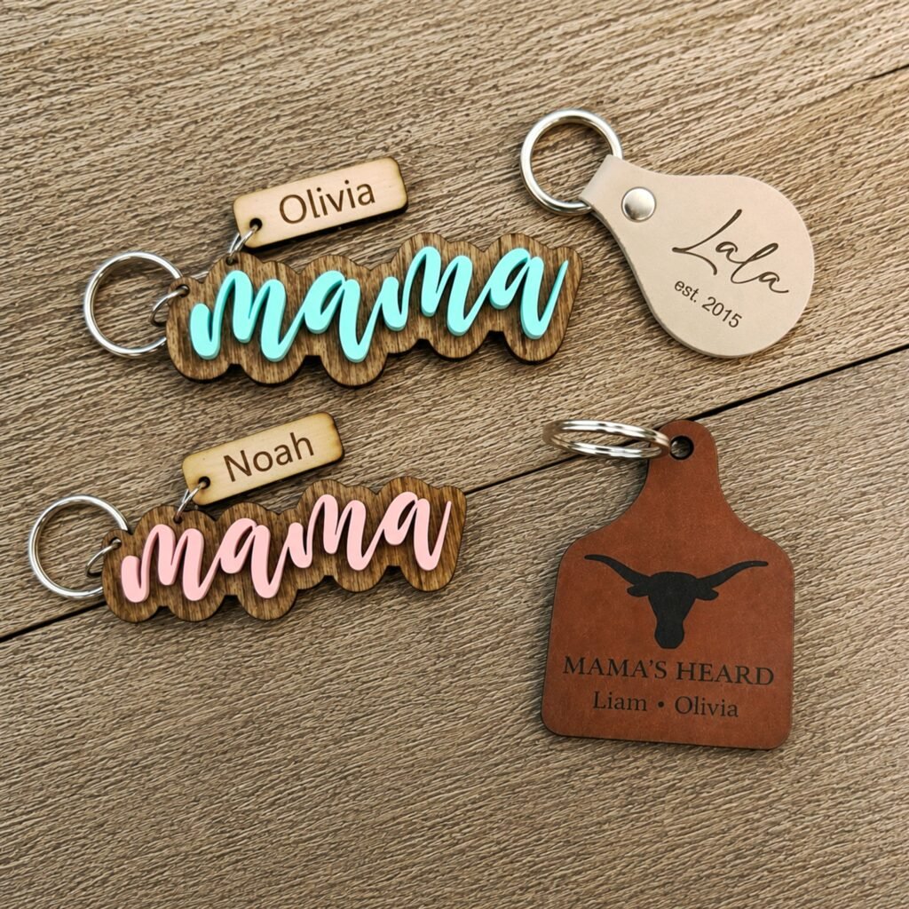custom wood acrylic leather keychain