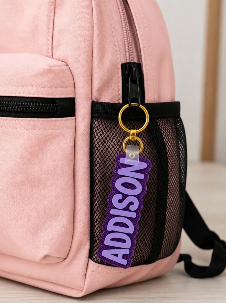 personalized custom acrylic keychain bookbag tag