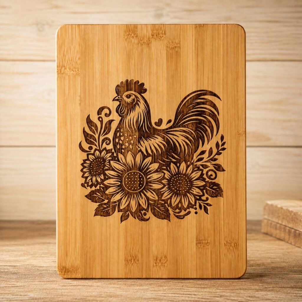 personalized custom chicken bamboo cutting board