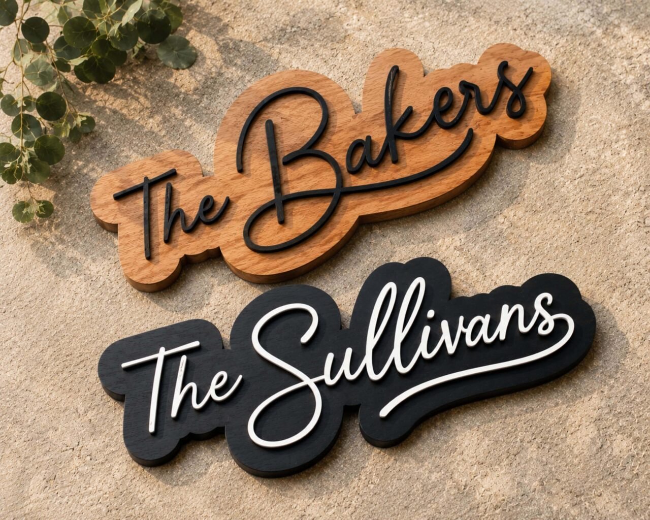 personalized engraved wood family signs