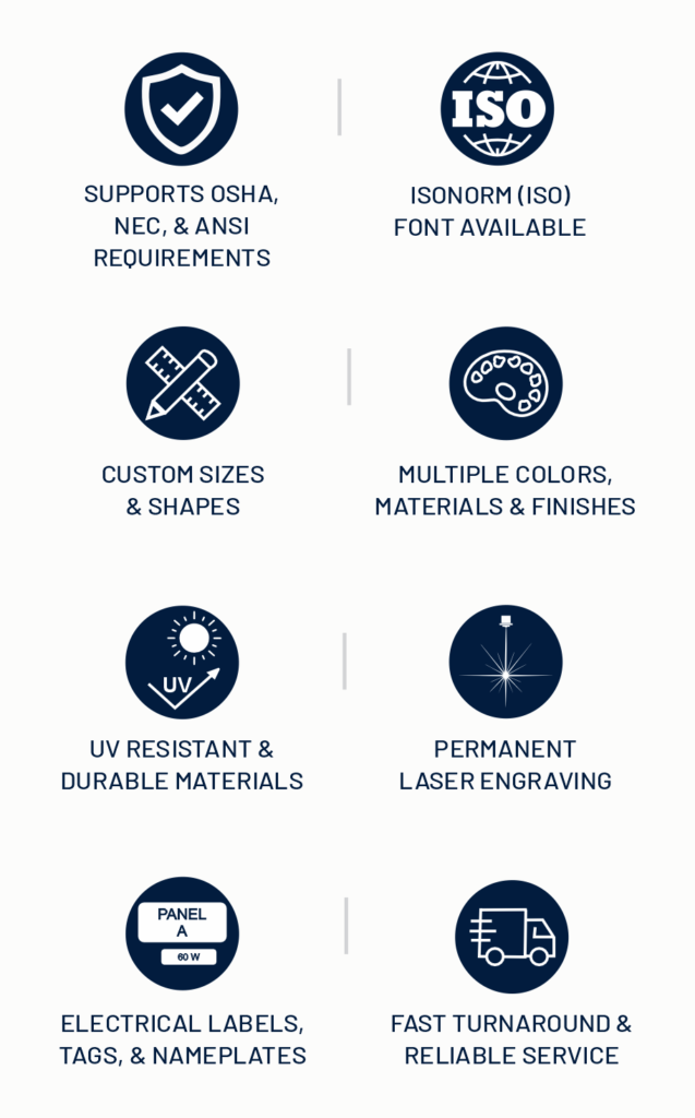 Industrial Signs & Labels custom engraved electrical panel labels tags nameplates mobile