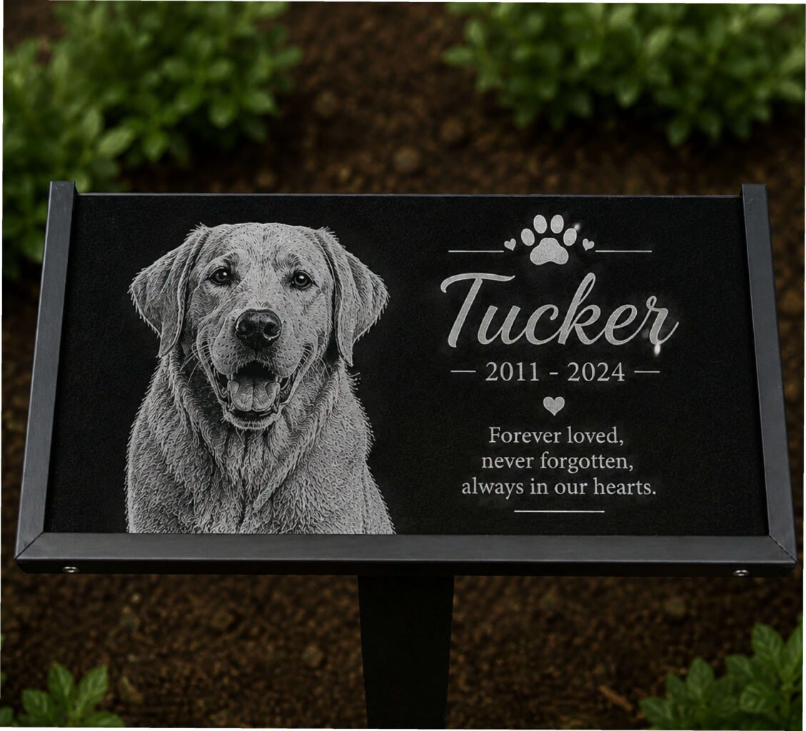 personalized pet memorial gravestone engraved black granite