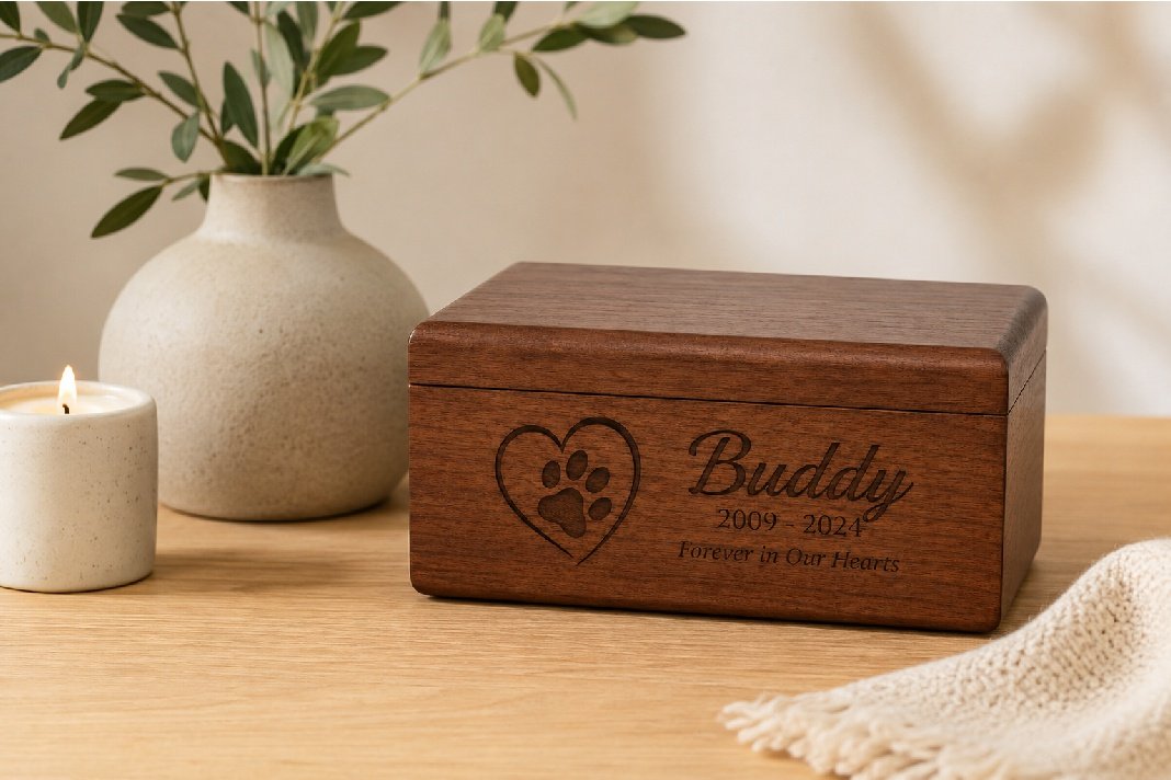 personalized pet memorial keepsake box engraved wood